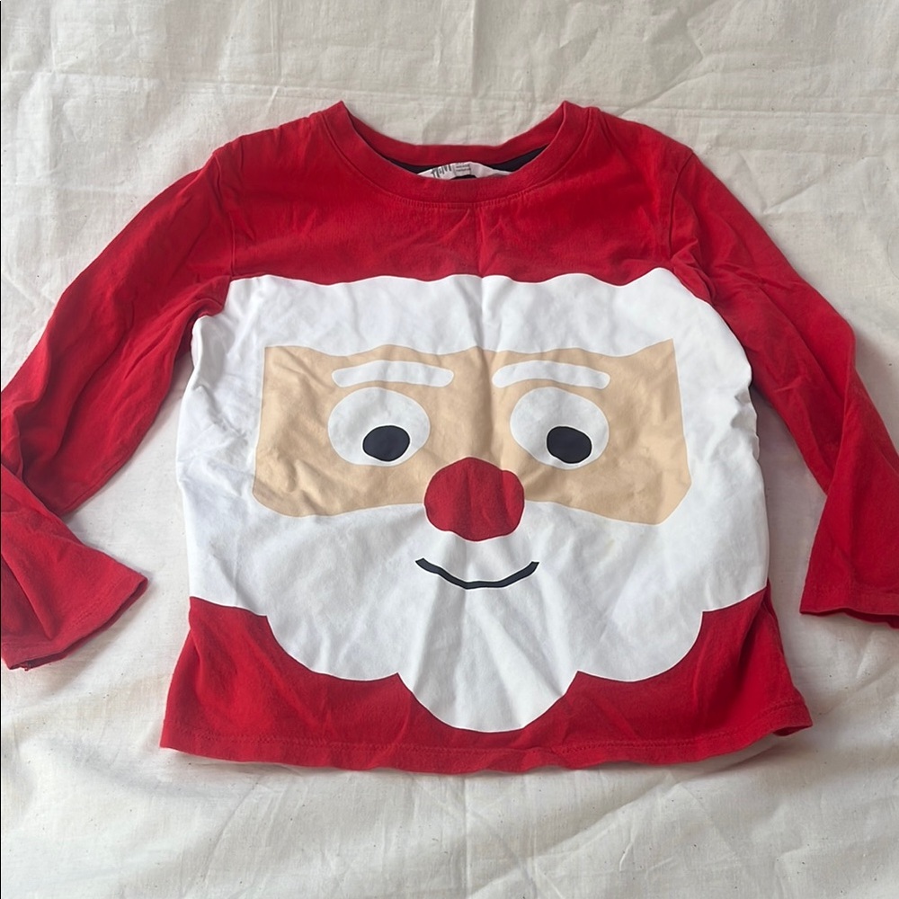 Kids Red Santa Face Long-Sleeve Top